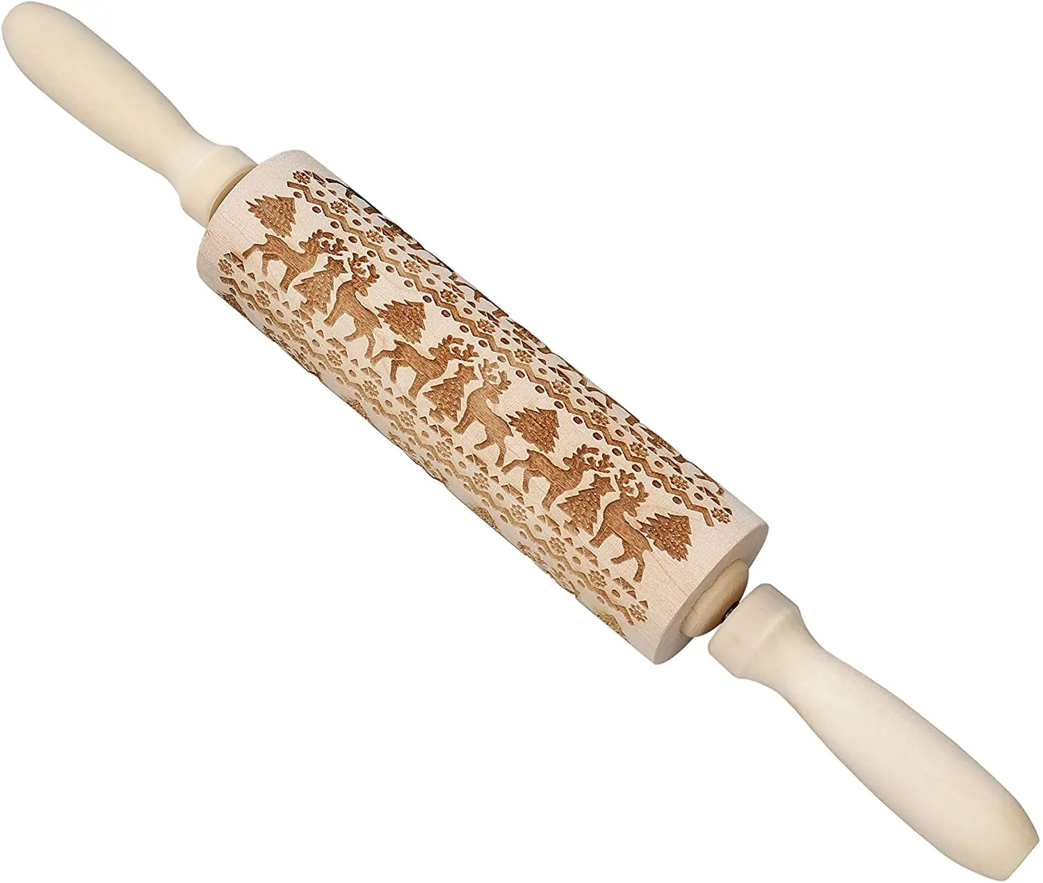 Embossed Rolling Pins With Patterns for Baking Engraved Wooden Rolling Pin With Snowflake Flower Pattern Rolling Pin for Baking