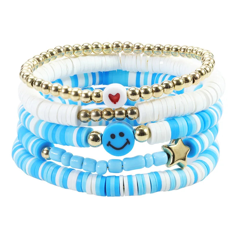 Custom Polymer Clay Pearl Stackable Charm Summer Beach Bohemian Bracelets
