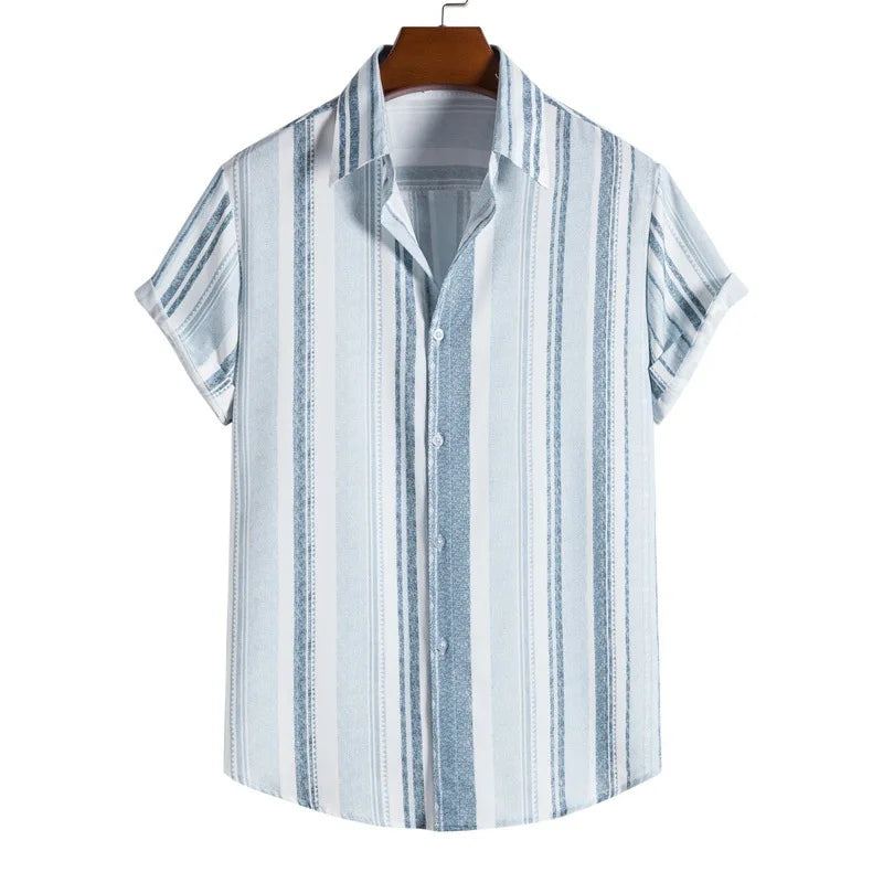2023 New Men's Casual Short Sleeve Flower Shirt British Style Fashion Loose Shirt
