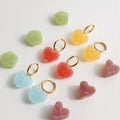 Women's Romantic Starry Heart Shape Drop Earrings 18K Gold-Plated Stainless Steel Colorful Hoop Design