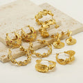 Wholesale Simple Personality Luxury Fashion Jewelry 18k Gold Stainless Steel Zircon Pleated Chunky Hoops Earrings for Woman