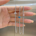 925 Sterling Silver Dainty Claw Setting Pink Zircon Tennis Bracelet for Women Wholesale