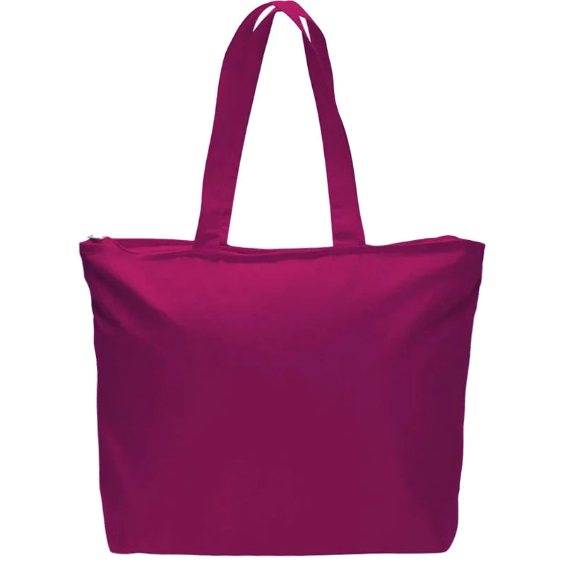 Personalized Custom Solid Color Zipper Portable Cotton Tote Bag for Shopping