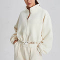 Women's Full Zipper Sweater Autumn and Winter Oversize Fleece Yoga Tops Cropped Sports Wear Warm Yoga Sweater