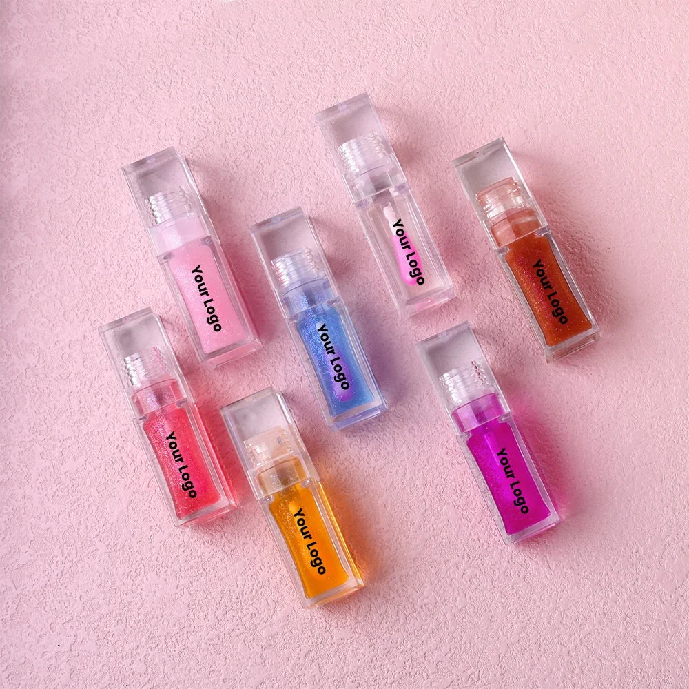 2024 New Design Custom Logo Makeup Color Change Lip Balm Shimmer Pink Moisturizing Color Changing Lip Plumper Oil