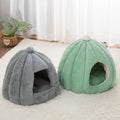 Tent-Style Round Cut Floral Pattern Cotton Velvet Polyester Soft Pet Bed for Cats & Dogs Removable Washable Indoor Use