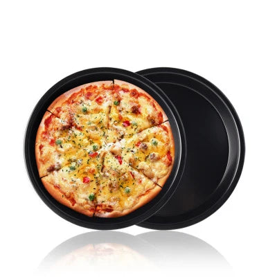 8-Inch Non-Stick Round Carbon Steel Eco-Friendly Black LFGB Certified Pizza Pan Baking Tool & Mold