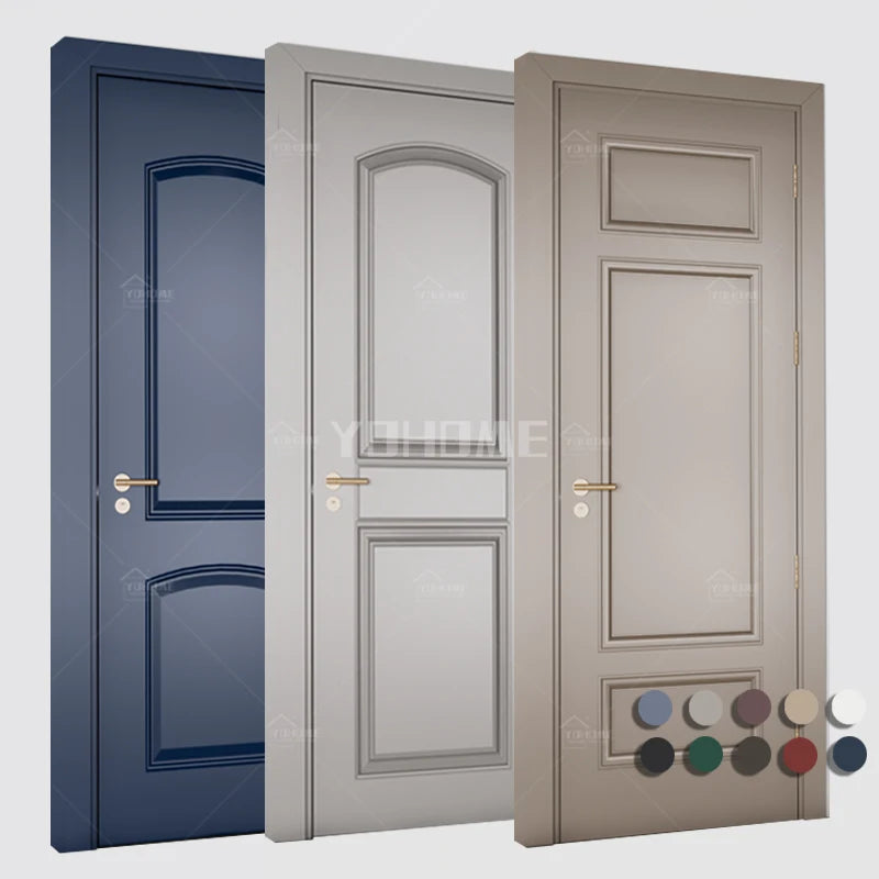 China Yohome Manufacturer Custom Paint Wood Door for Villa Luxury Bedroom Door Solid Wood Interior Door