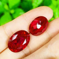 Loose Oval Shape Natural Cut Artificial Red Lab Created Ruby Gem Stone with Minor Cracks Inclusions for Jewelry Making AGL