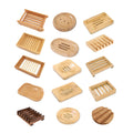 Natural Bamboo Soap Dishes for Bathroom Shower with Wooden Wood Bar Holder Self Draining Slanted Waterfall Storage Tray Saver