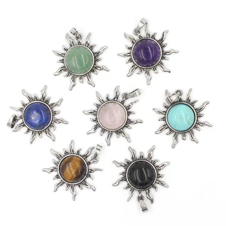 Carnelian Sodalite Healing Gem Stones Semi Precious Stone Jewelry Sun Charm Pendants