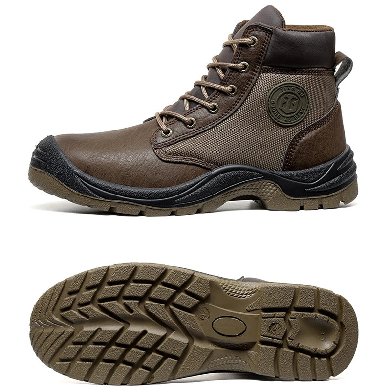 Goodyear Welted High Black Brown Nubuck Leather Steel Toe Cap Safety Boots for Men Summer Autumn Winter Work Factory Use