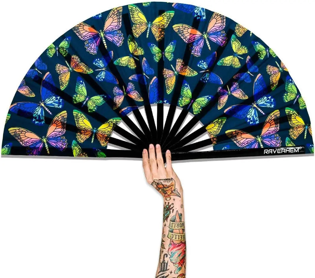 Bamboo Eco-Friendly Reflective Mushrooms Custom Printed Logo Handheld Folding Fans