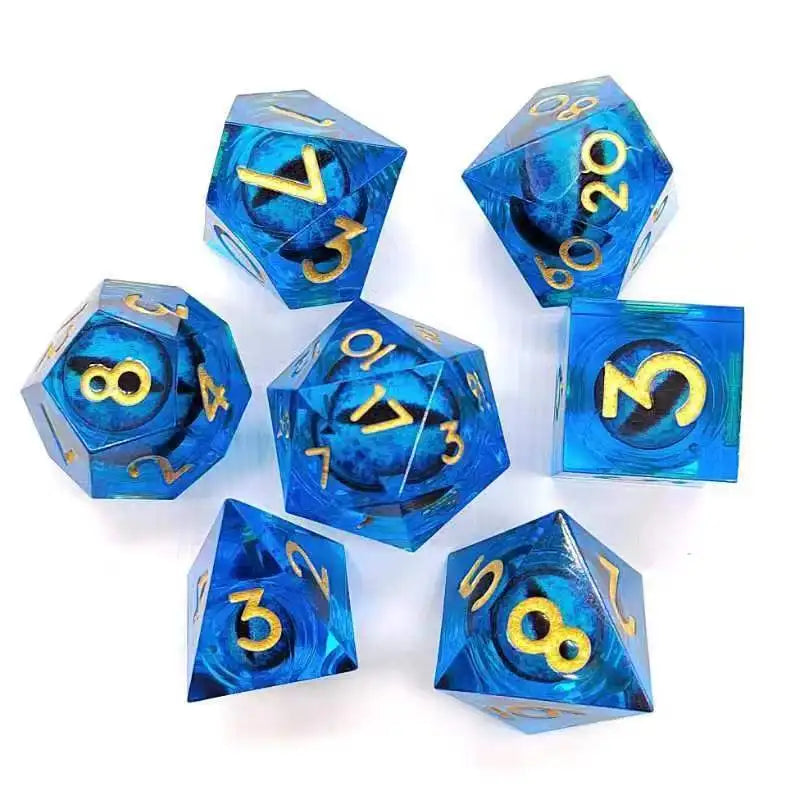 Customizable Eyeballs in 18 Colors Sharp Edge Dragon Eyes DND Dice Set for Board Game