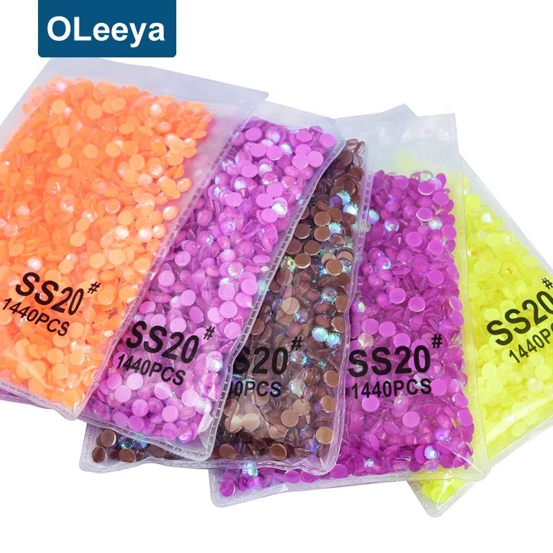 Oleeya SS3-SS30 AB Flat Back Rhinestones Wholesale Non Hot Fix Glass Luminous Nail Art Rhinestone for Glue on Crystal Design