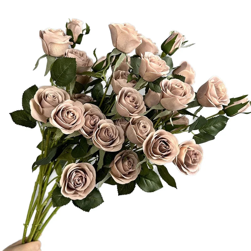 Artificial Rose Bouquets 6Heads Real Touch Flowers Long Stem Branch for Photography Props Wedding Home Party Decoration