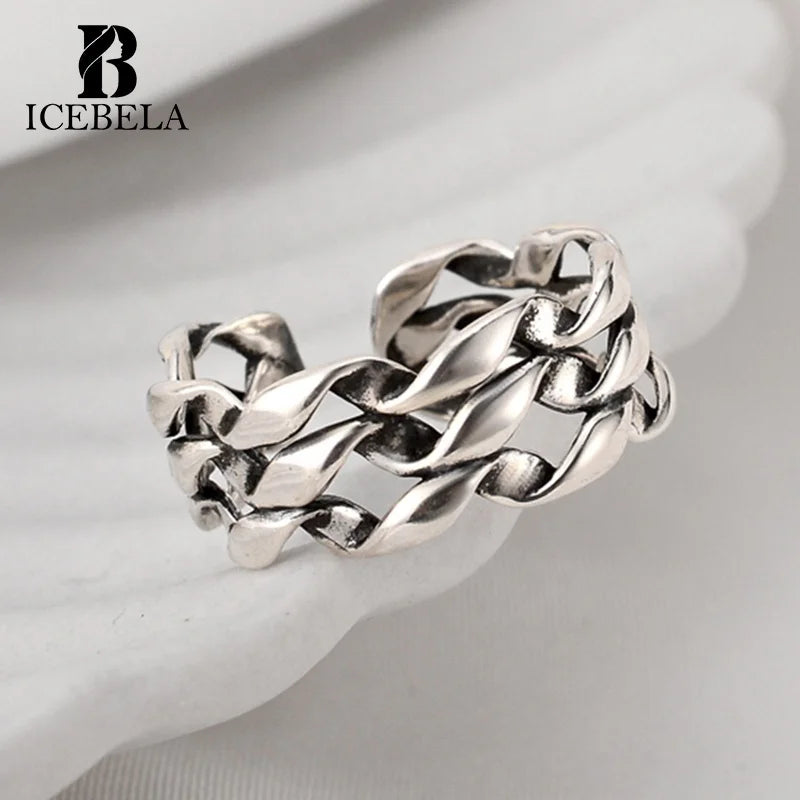 ICEBELA Jewelry Special Design Opening Custom Adjustable Ring Women Dainty 925 Silver Vintage Fine Jewelry Rings for Girls