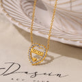 SSeeSY Custom Design Stainless Steel Waterproof Fashion Jewelry PVD 18K Gold Plated Heart Maman Zircon Necklace for Women