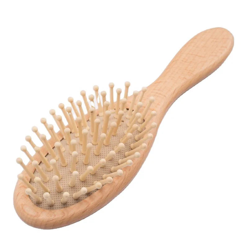 Small Bamboo Wood Pocket Hair Brush Comb for Kids Girls Custom Logo Detangling Hairbrush Hair Extension FSC Certified MegaBDM