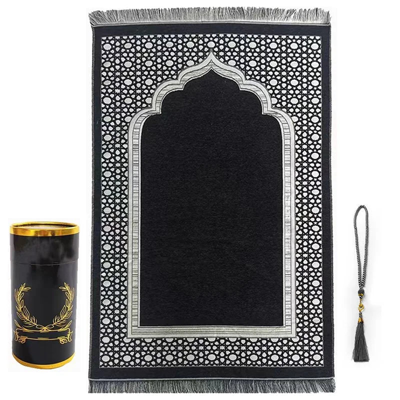 Muslim Modern Polyester Prayer Mat Gift Set with Tasbih-Travel & Home Use