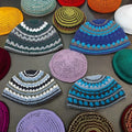 100% Cotton Kippot Jewish 22CM Prayer Hat Cap Crochet Kippah Handmade Woven Knitted Yarmulka Ethnic Kufi Hat for Men Adults