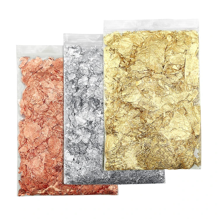 Jinsheng 3g/bag Gold Foil Flakes Buddhist Style for Resin Metallic Leaf Figurine Crafts Nails Painting Slime and Jewelry Making