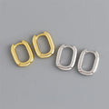 SP Fine Jewelry Geometric Rectangle Shape S925 Sterling Silver Huggie Hoop Earrings
