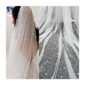 YX893-1 Online Wholesale 118 Inches 3D Beads Pearls Tulle Fabric Bridal 100 Polyester White 3D Mesh Fabric Wedding Tulle