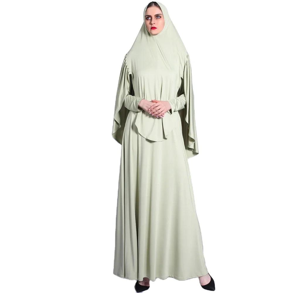 2026 New Coming Pure Color 2 Piece Sets Islamic Modest Dress Floor Length Women's Jilbab for Ramadan