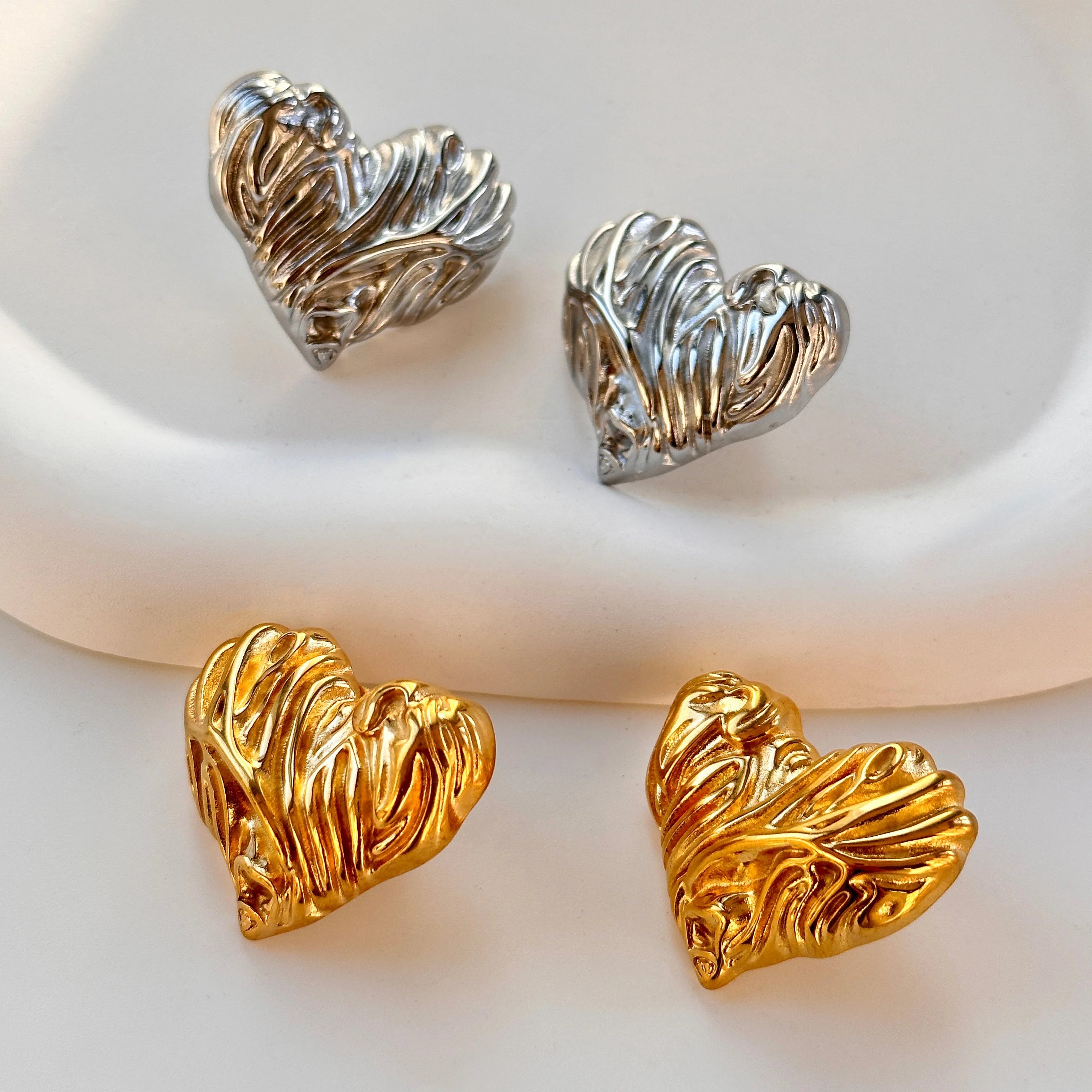 Dazan New HOT 18k Gold Plated Hypoallergenic Stainless Steel Vintage Embossed Love Earrings Thanksgiving Mother s Day Jewelry