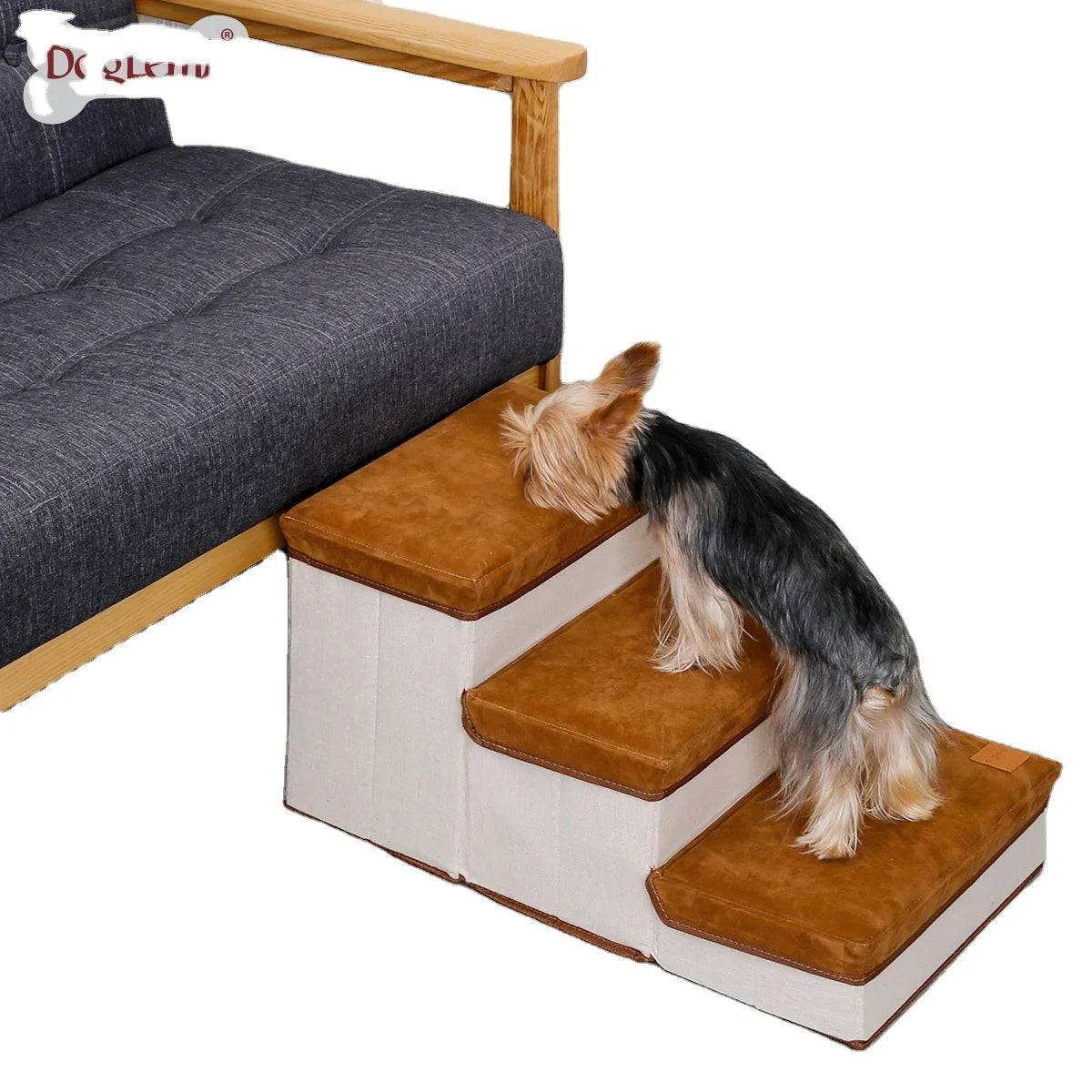 Luxury Folding Dog Puppy Ramp Ladder 3-Step Foldable Pet Stairs with Animal Storage Box Pet Accessory