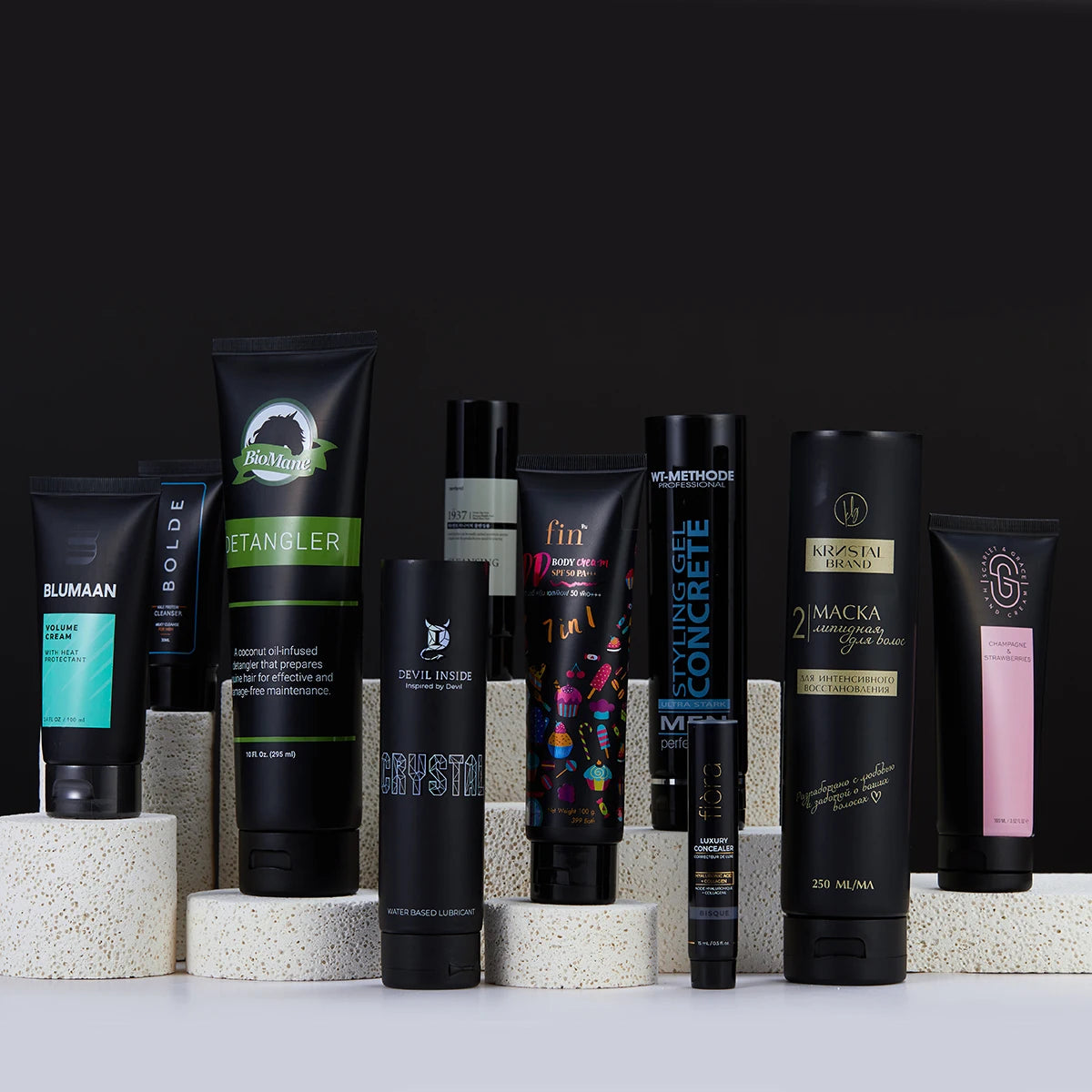 Customized Empty Black Hand Cream Hose Facial Cleanser Cosmetic Container 150m250ml Lotion Sunscreen Plastic Packaging Tube