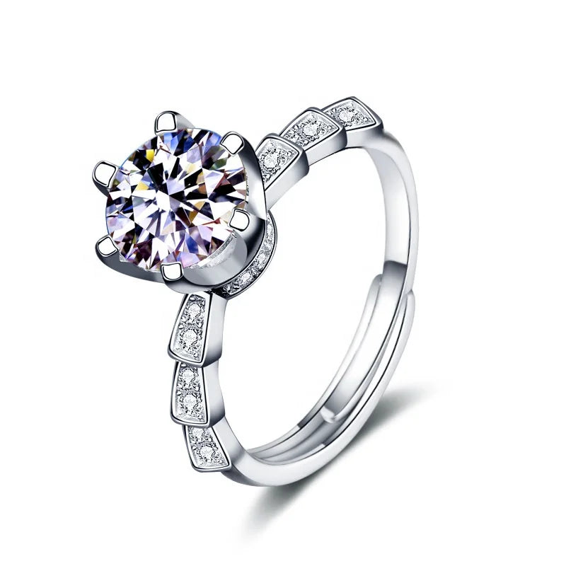 Popular 925 Silver Eternity Ring Women's Wedding Design Moissanite Band Best Gift for Girlfriend