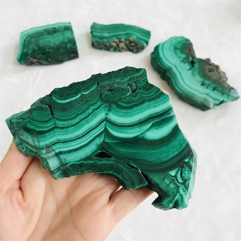 Wholesale Price Natural Crystals Gemstone Slab Healing Malachite Slice For Decoration