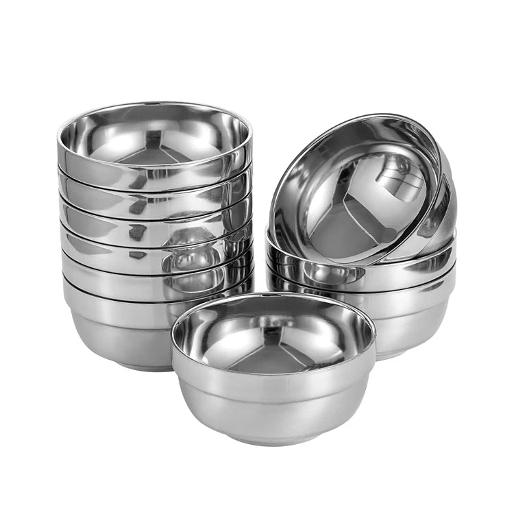 Kitchenware Mirror Polishing Double Wall Stainless Steel Noodle Soup Bowl Restaurant Rice Ramen Bowls