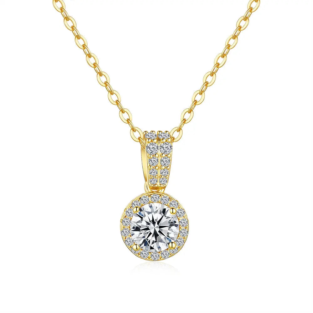 Factory Wholesale 1Carat New Gemstone Moissanite Pendant Necklace for Women 925 Silver with Diamond Tester Fine Jewelry
