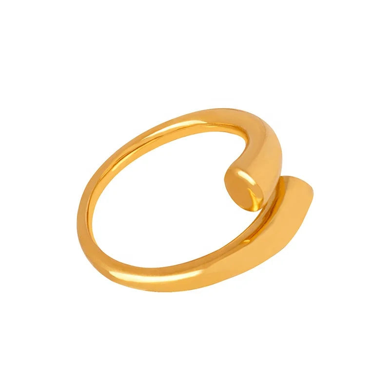 Ins style women minimalist dainty fashion design jewelry 18k gold plated stainless steel mobius strip open ring