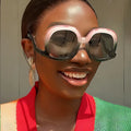 UNOC New Arrival Custom Logo Designer Women's Oversized Square Sunglasses Yellow PC Fashionable Curved Lentes De Sol