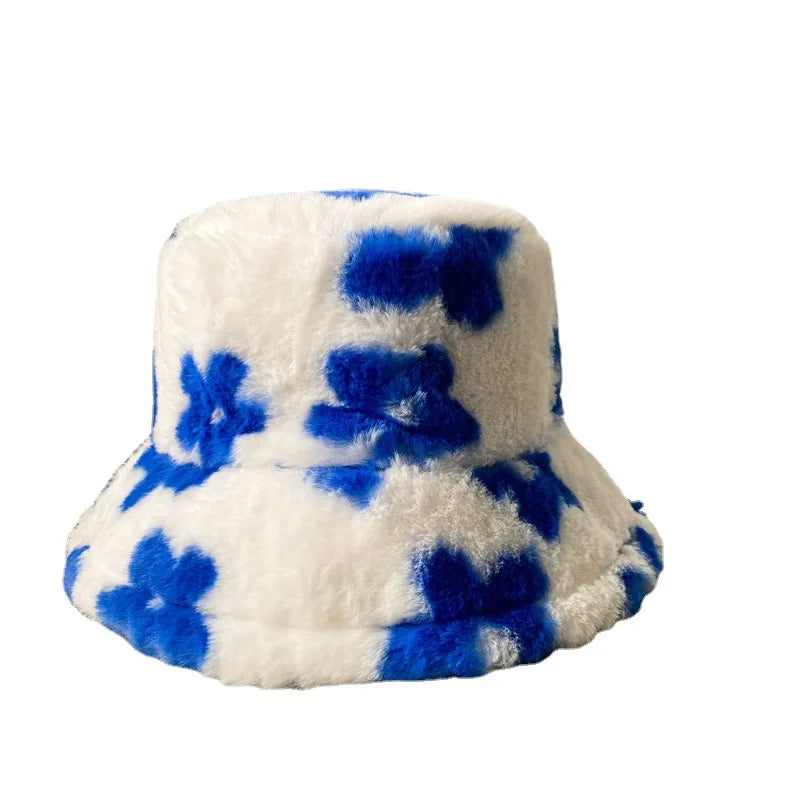 WoZhen Women's Premium Quality Fishing Fluffy Fur Bucket Hat Autumn Winter Warm Plush Cap for Casual Party Cycling Daily Use