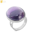 CSJA Natural Gemstone Ring Black Obsidian Amethyst Opal Rings for Women Men Party Reiki Jewelry E832
