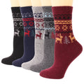 2026 Winter Women's Wool Material Jacquard Soft Socks Sweat Absorption Breathable Deer Christmas Women Wool Crew Tube Socks