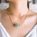 Fashion Jewelry Real Pendant Necklace Tibetan Style Brown Leather Necklace Punk Green Stone Necklaces for Women