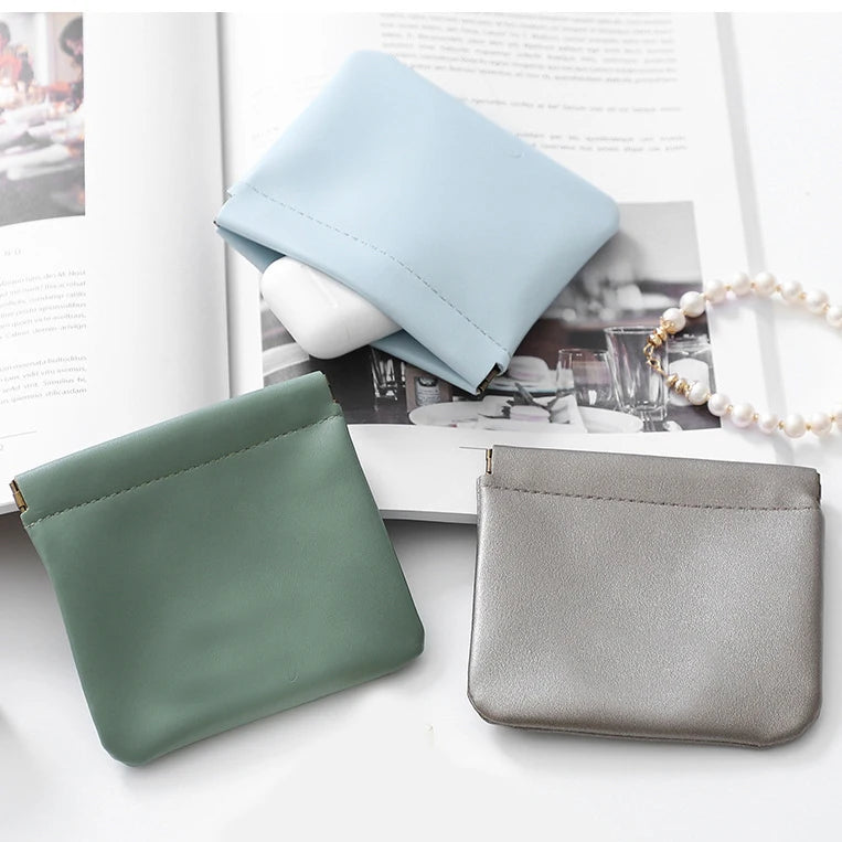 Portable Mini PU Leather Lipstick Earphone Storage Case Open Closure Travel Cosmetic Organizer Fashion Style Makeup Bag
