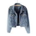 Hiking Bridal  Women Pearl Denim Jacket Ladies Beads Coat Bridal Denim Jackets Wholesale Bridal Wedding Denim Jacket