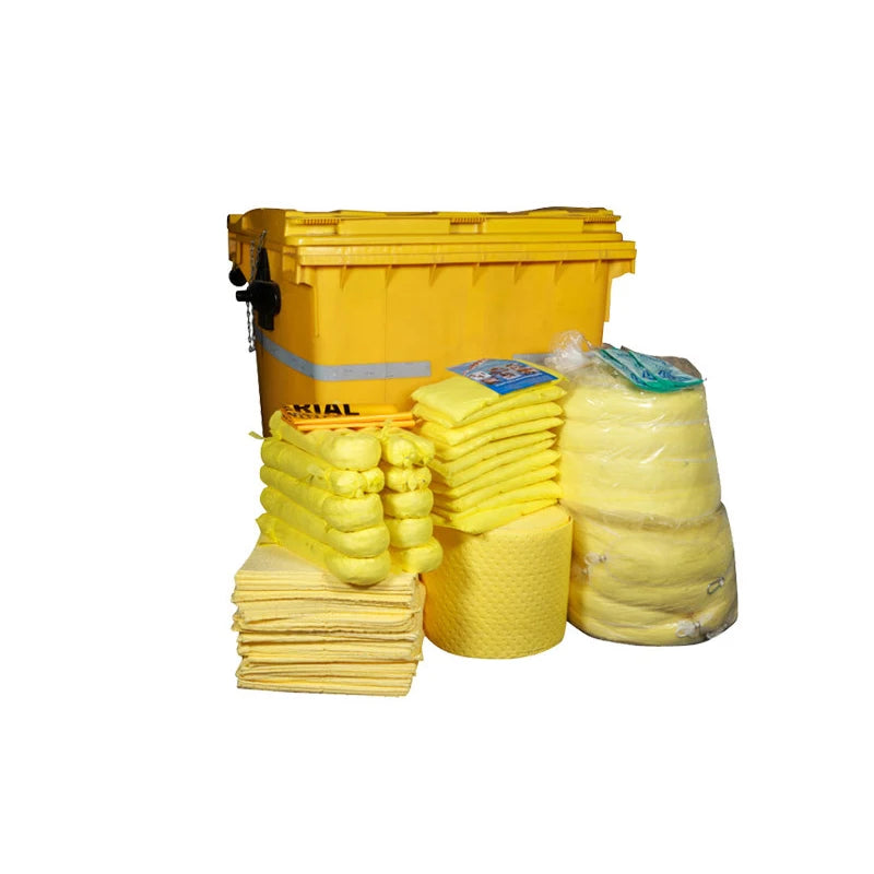 660 L Wheeled Locked Chemical Spill Kit Hazmat Absorb Spill Kit Wheeled Mobile Container Bin