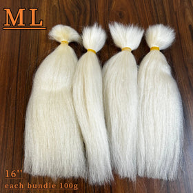 16'' Hair Length Yak Hair Double Drawn Bleached White Hair Bundle - min Order 100g
