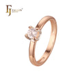 FJ Fallon Fashion Jewelry Solitaire Rings Plated in Rose Gold Two Tone Brass Based Pro