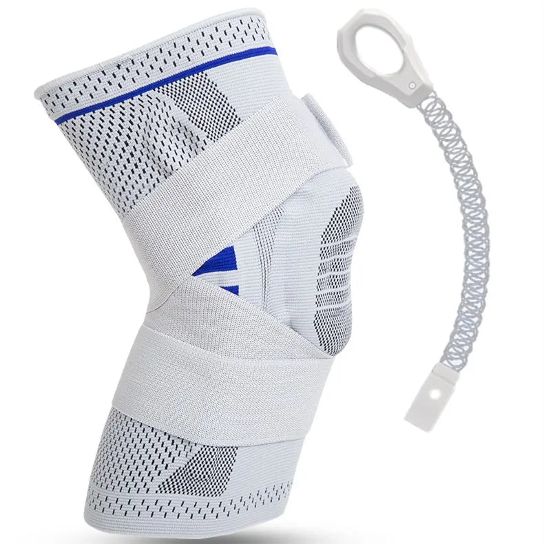 HX064 Bases Nylon Knee Sleeve Support Brace with Silicone Spring Pads Flexible Protective Knee Brace