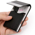 Customized logo Wholesale Fashion Stainless Steel Pu Leather Metal Magnetic Business Name Card Holder case