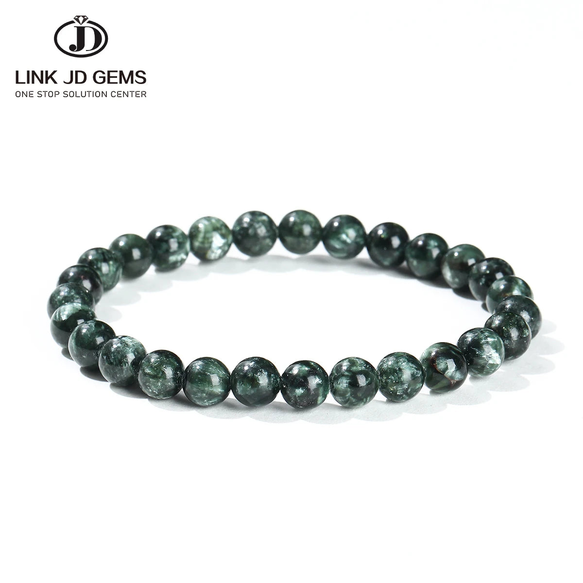 JD Women Men Genuine Seraphinite Lucky Clinochlore Crystal Charm Handmade Wrist Jewelry 8A Natural Green Charoite Stone Bracelet